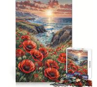 Puzzle Difficile de 1000 pièces représentant des Coquelicots Rouges près de la mer idéal pour Adultes Un Jeu de logique Fine Relaxant et Amusant avec des Bords Nets et précis Un Cadeau attentionné