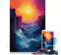 Puzzle Difficile de 1000 pièces représentant des Vagues Entre Les falaises au Coucher du Soleil idéal pour Adultes Jeu de logique Solide Simple et Amusant avec découpe de précision Cadeau de Noël
