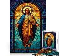 Puzzle Difficile de 1000 pièces représentant Jésus-Christ en vitrail, idéal pour Adultes Un Cadeau Unique, Facile à réaliser et agréable à découper 38x52cm