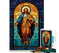 Puzzle Difficile de 1000 pièces représentant Jésus-Christ en vitrail, idéal pour Adultes Un Cadeau Unique, Facile à réaliser et agréable à découper 38x52cm