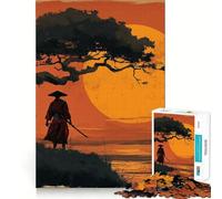 Puzzle Difficile de 1000 pièces représentant la Silhouette d'un samouraï au Coucher du Soleil, idéal pour Adultes Jeu intellectuel, qualité et découpe exceptionnelles Cadeau raffiné (50x75cm)