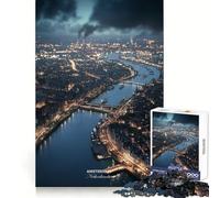 Puzzle Difficile de 1000 pièces représentant la Vue Nocturne d'Amsterdam aux Pays-Bas Idéal pour Adultes Un Original et Stimulant pour améliorer sa mémoire et Passer Un agréable Moment Bords Nets