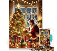 Puzzle Difficile de 1000 pièces représentant Le Père Noël avec Un Sapin de Noël et des Cadeaux pour Les Adultes Jeu de logique et d'adresse pour Passer du Temps en Famille Pièce de Collection