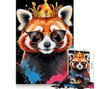 Puzzle Difficile de 1000 pièces représentant Le Roi Panda Roux avec des Lunettes, idéal pour Les Adultes Jeu intellectuel Stimulant, découpe de qualité et Cadeau raffiné (38x26cm)