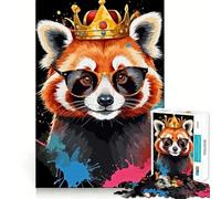 Puzzle Difficile de 1000 pièces représentant Le Roi Panda Roux avec des Lunettes, idéal pour Les Adultes Jeu intellectuel Stimulant, découpe de qualité et Cadeau raffiné (38x26cm)