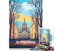 Puzzle Difficile de 1000 pièces représentant l'église de Saint-Pétersbourg 38x52cm, idéal pour Adultes Un Cadeau Unique et Relaxant