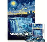 Puzzle Difficile de 1000 pièces représentant Les Chutes du Niagara la Nuit, idéal pour Adultes Jeu de logique et de Train, découpe Lisse, Cadeau de qualité supérieure (50x75cm)