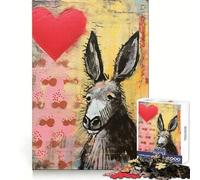 Puzzle Difficile de 1000 pièces représentant Un âne Triste avec Un cœur idéal pour la Saint-Valentin Technique Mixte Jeu de logique et d'adresse pour Passer du Temps en Famille Pièce de Collection