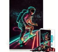 Puzzle Difficile de 1000 pièces représentant Un Astronaute néon dans l'espace, idéal pour Les Adultes Jeu de logique Solide, Parfait pour Partager Un Moment Convivial Bords Nets (38x26cm)