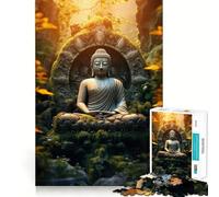 Puzzle Difficile de 1000 pièces représentant Un Bouddha et la Nature, idéal pour Adultes Un Jouet apaisant et Amusant, Une œuvre d'art aux découpes nettes (38x26cm)