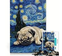 Puzzle Difficile de 1000 pièces représentant Un Carlin Dormant sous Un Ciel étoilé, idéal pour Adultes Jeu Intelligent à Faire à la Maison, à Assembler ou à Offrir en Cadeau (50x75cm)