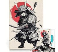 Puzzle Difficile de 1000 pièces représentant Un Chat Guerrier samouraï, idéal pour Adultes Jeu intellectuel, qualité et découpe exceptionnelles Cadeau raffiné pour des Moments de détente (38x52cm)