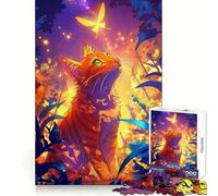 Puzzle Difficile de 1000 pièces représentant Un Chat Orange regardant Un Papillon, idéal pour Adultes Jeu Intelligent à Faire à la Maison, à Assembler ou à Offrir en Cadeau (50x75cm)