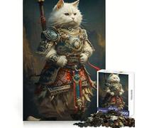 Puzzle Difficile de 1000 pièces représentant Un Chat samouraï Guerrier Japonais,idéal pour Adultes Développez Votre mémoire,détendez-Vous et offrez-Vous Un Moment de Plaisir Bords Nets Cadeau de Noël