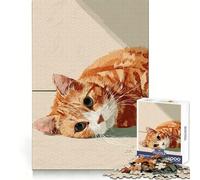 Puzzle Difficile de 1000 pièces représentant Un Chat tigré Orange au Repos, idéal pour Adultes Découpe Lisse et agréable Cadeau Classique (38x26cm)