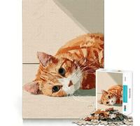 Puzzle Difficile de 1000 pièces représentant Un Chat tigré Orange au Repos, idéal pour Adultes Découpe Lisse et agréable Cadeau Classique (38x26cm)