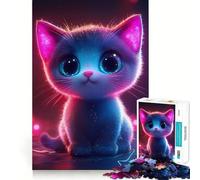 Puzzle Difficile de 1000 pièces représentant Un Chaton Lumineux au néon, idéal pour Adultes Développez Votre logique, jouez Ensemble et créez Un Cadeau créatif et Amusant (38x52cm)