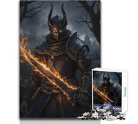 Puzzle Difficile de 1000 pièces représentant Un Chevalier Noir à l'épée flamboyante Jeu éducatif Stimulant pour Adultes Cadeau Unique et Sentimental Dimensions:38x26cm