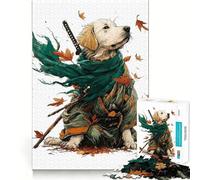Puzzle Difficile de 1000 pièces représentant Un Chien samouraï avec des Feuilles d'automne, idéal pour Adultes Découpe Lisse et agréable Cadeau Classique (50x75cm)