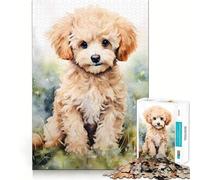 Puzzle Difficile de 1000 pièces représentant Un Chiot Caniche à l'aquarelle, idéal pour Adultes Un Puzzle Stimulant la mémoire, Facile à Assembler et Un Cadeau Artistique (50x75cm)