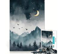 Puzzle Difficile de 1000 pièces représentant Un Ciel Nocturne de Montagne, idéal pour Adultes Think Toy, Un Jouet paisible et Amusant, Une œuvre d'art aux découpes nettes (38x52cm)