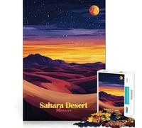 Puzzle Difficile de 1000 pièces représentant Un Coucher de Soleil dans Le désert du Sahara, idéal pour Adultes Découpe Lisse et apaisante Cadeau Classique (38x26cm)