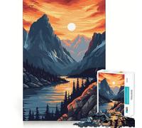 Puzzle Difficile de 1000 pièces représentant Un Coucher de Soleil rétro sur Les Montagnes, idéal pour Les Adultes Un Casse-tête Relaxant et apaisant, Un Cadeau Original (50x75cm)