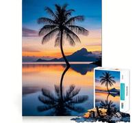 Puzzle Difficile de 1000 pièces représentant Un Coucher de Soleil sur Un Palmier, idéal pour Adultes Jeu de logique Solide, Simple et Amusant, avec découpe de précision Cadeau de Noël (38x52cm)