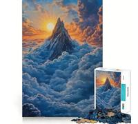 Puzzle Difficile de 1000 pièces représentant Un Coucher de Soleil sur Un Sommet de Montagne, pour Adultes Think Toy, Un Jouet paisible et Amusant, Une œuvre d'art aux découpes nettes (38x26cm)