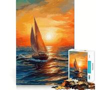 Puzzle Difficile de 1000 pièces représentant Un Coucher de Soleil sur Un voilier idéal pour Les Adultes Jeu de logique et d'adresse pour Passer du Temps en Famille Pièce de Collection aux découpes