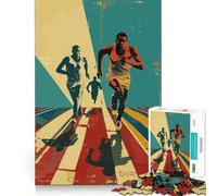 Puzzle difficile de 1000 pièces représentant un coureur sportif dans un style rétro artistique idéal pour les adultes Jeu de logique et d'adresse à partager en famille Pièce de collection aux découpes