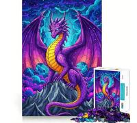 Puzzle Difficile de 1000 pièces représentant Un Dragon Violet au Sommet d'une Montagne, idéal pour Adultes Jeu de logique Solide, Simple et Amusant, découpe de précision, Cadeau de Noël (50x75cm)