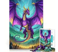Puzzle Difficile de 1000 pièces représentant Un Dragon Violet et des Chevaliers, idéal pour Adultes Jeu Intelligent à Faire à la Maison Cadeau Festif idéal (38x52cm)
