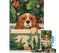 Puzzle Difficile de 1000 pièces représentant Un épagneul Cavalier dans Une Baignoire, pour Adultes Jeu Intelligent et Amusant, découpe précise, Cadeau Artistique 38x26cm