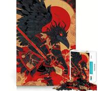 Puzzle Difficile de 1000 pièces représentant Un Guerrier samouraï Corbeau avec Une Lance, idéal pour Les Adultes Un Casse-tête Relaxant et apaisant, Un Cadeau Original (38x52cm)