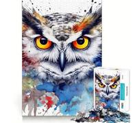 Puzzle Difficile de 1000 pièces représentant Un Hibou à l'aquarelle, idéal pour Adultes Jeu de logique Solide, Simple et Amusant, découpe de précision, Cadeau de Noël (38x26cm)