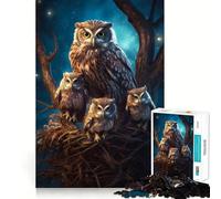 Puzzle Difficile de 1000 pièces représentant Un Hibou et Ses Petits la Nuit, idéal pour Les Adultes Jeu Intelligent à Faire à la Maison, à Assembler ou à Offrir en Cadeau (38x52cm)