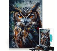 Puzzle Difficile de 1000 pièces représentant Un Hibou Peint à l'huile, idéal pour Adultes Jeu Intelligent à Faire à la Maison, à Assembler ou à Offrir en Cadeau (38x26cm)
