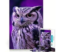 Puzzle Difficile de 1000 pièces représentant Un Hibou Violet, idéal pour Adultes Jeu de logique Solide, Simple et Amusant, découpe de précision, Cadeau de Noël (38x26cm)