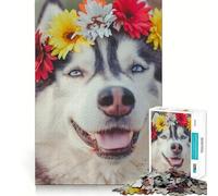 Puzzle Difficile de 1000 pièces représentant Un Husky de Sibérie, idéal pour Adultes Jeu de logique, Lien Familial, découpe de précision, Surprise chaleureuse 38x26cm