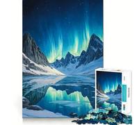 Puzzle Difficile de 1000 pièces représentant Un lac et des aurores boréales, idéal pour Adultes Un Puzzle Stimulant la mémoire, Facile à Assembler et Un Cadeau Artistique (38x26cm)