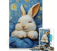 Puzzle Difficile de 1000 pièces représentant Un Lapin endormi, Style Van Gogh, pour Adultes Jeu de logique, Lien Familial, découpe de précision, Surprise chaleureuse 50x75cm