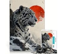 Puzzle Difficile de 1000 pièces représentant Un léopard des neiges, idéal pour Adultes Jeu de logique Pure, activité la Maison, découpe Nette, Joli Cadeau (38x52cm)