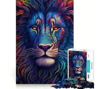 Puzzle Difficile de 1000 pièces représentant Un Lion néon en Gros Plan, idéal pour Les Adultes Développez Votre logique, jouez Ensemble et créez Un Cadeau créatif et Amusant (50x75cm)