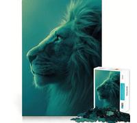 Puzzle Difficile de 1000 pièces représentant Un Lion Turquoise, idéal pour Adultes Renforce la mémoire, soulage Le Stress et Offre des Bords de qualité supérieure Pièce d'art 38x52cm