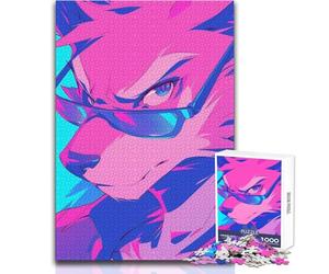 Puzzle Difficile de 1000 pièces représentant Un Loup Cool avec des Lunettes de Soleil Jeu éducatif Stimulant pour Adultes Cadeau Unique et Sentimental Dimensions:50x75cm