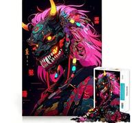Puzzle Difficile de 1000 pièces représentant Un Masque Oni, Style Cyberpunk, pour Adultes Jeu Intelligent à Faire à la Maison pour Les fêtes (38x26cm)