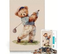 Puzzle Difficile de 1000 pièces représentant Un Ours en Peluche Golfeur, idéal pour Adultes Renforce la mémoire, soulage Le Stress et Offre des Bords de qualité supérieure Pièce d'art 50x75cm