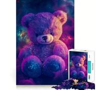 Puzzle Difficile de 1000 pièces représentant Un Ours en Peluche Violet dans l'espace, idéal pour Adultes Jeu Intelligent à Faire à la Maison, à Assembler ou à Offrir en Cadeau (38x52cm)