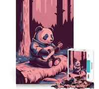Puzzle Difficile de 1000 pièces représentant Un Panda Jouant de la Guitare dans la forêt, pour Adultes Think Toy, Un Jouet paisible et Amusant, Une œuvre d'art aux découpes nettes (38x26cm)